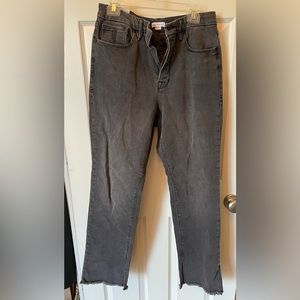 Good American Frayed hem distressed black skinny jeans